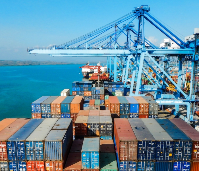 Mombasa, Kenya - February 25 2018 : Container vessel under cargo opearations